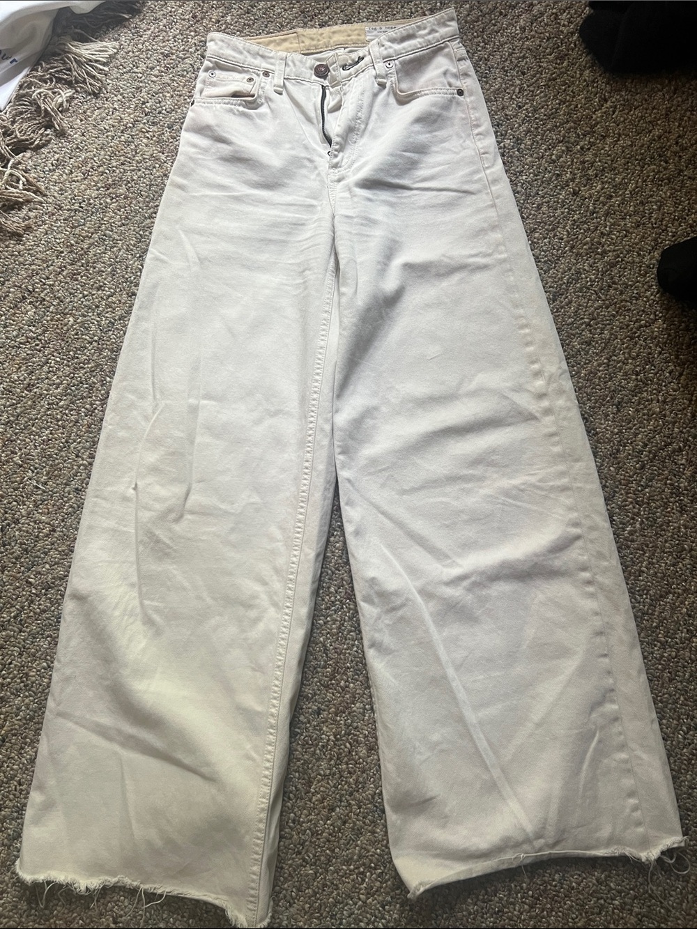 rag & bone White High-Waist ultra Wide Leg Jeans. The Sophie’s